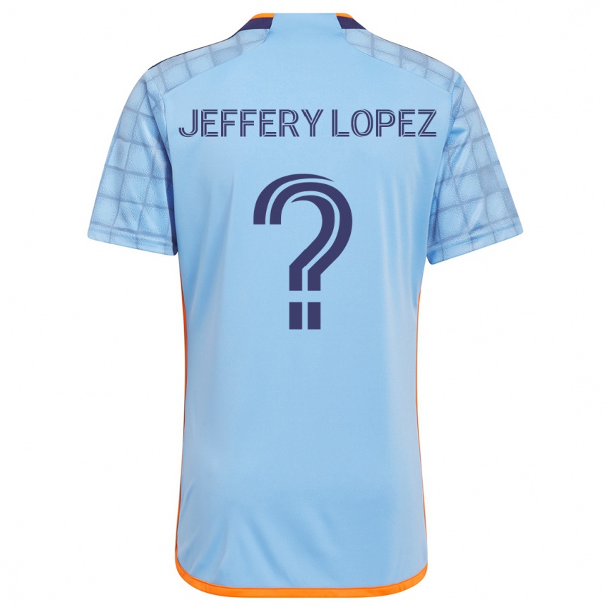 Vyrai Jeffery López #0 Mėlyna Oranžinė Namų Marškinėliai 2024/25 T-Shirt