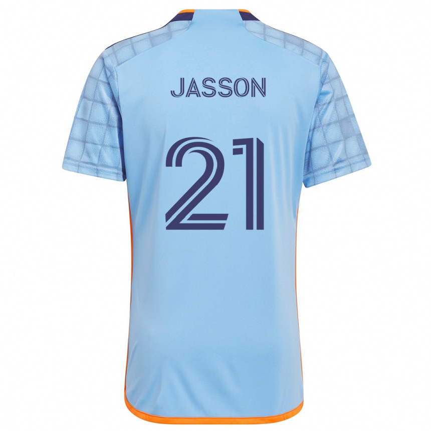 Vyrai Andres Jasson #21 Mėlyna Oranžinė Namų Marškinėliai 2024/25 T-Shirt