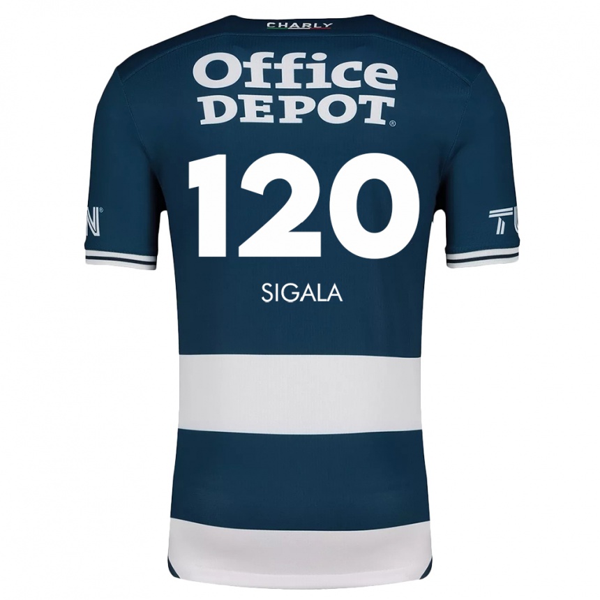 Vyrai Juan Sigala #120 Mėlyna Balta Namų Marškinėliai 2024/25 T-Shirt