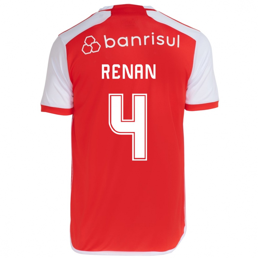 Vyrai Robert Renan #4 Raudona Balta Namų Marškinėliai 2024/25 T-Shirt