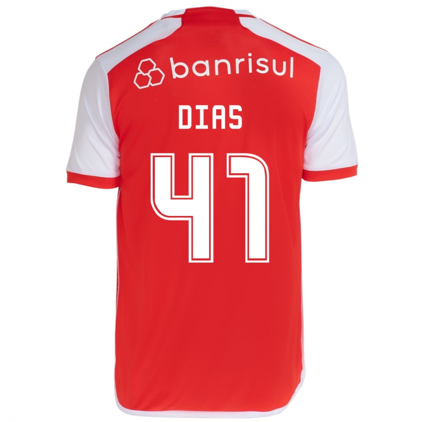 Vyrai Matheus Dias #41 Raudona Balta Namų Marškinėliai 2024/25 T-Shirt