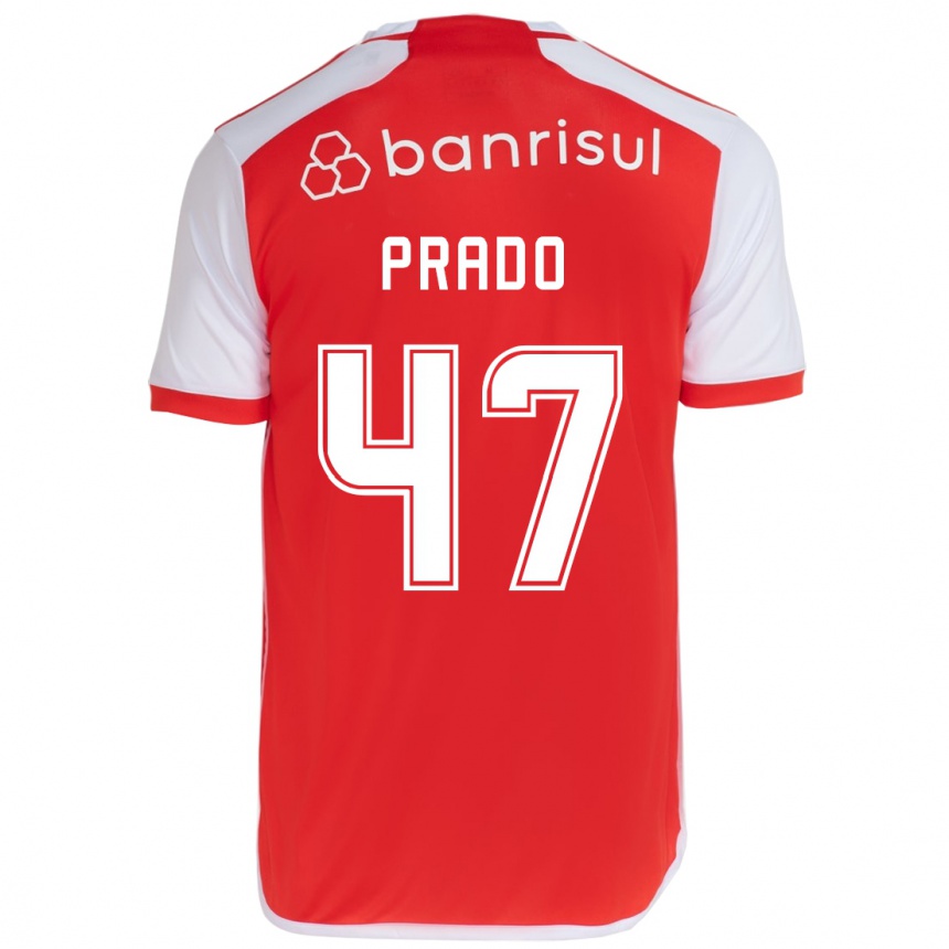 Vyrai Gustavo Prado #47 Raudona Balta Namų Marškinėliai 2024/25 T-Shirt