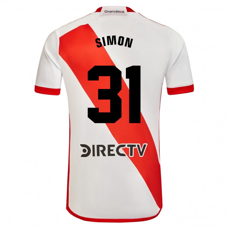 Vyrai Santiago Simón #31 Balta Raudona Namų Marškinėliai 2024/25 T-Shirt