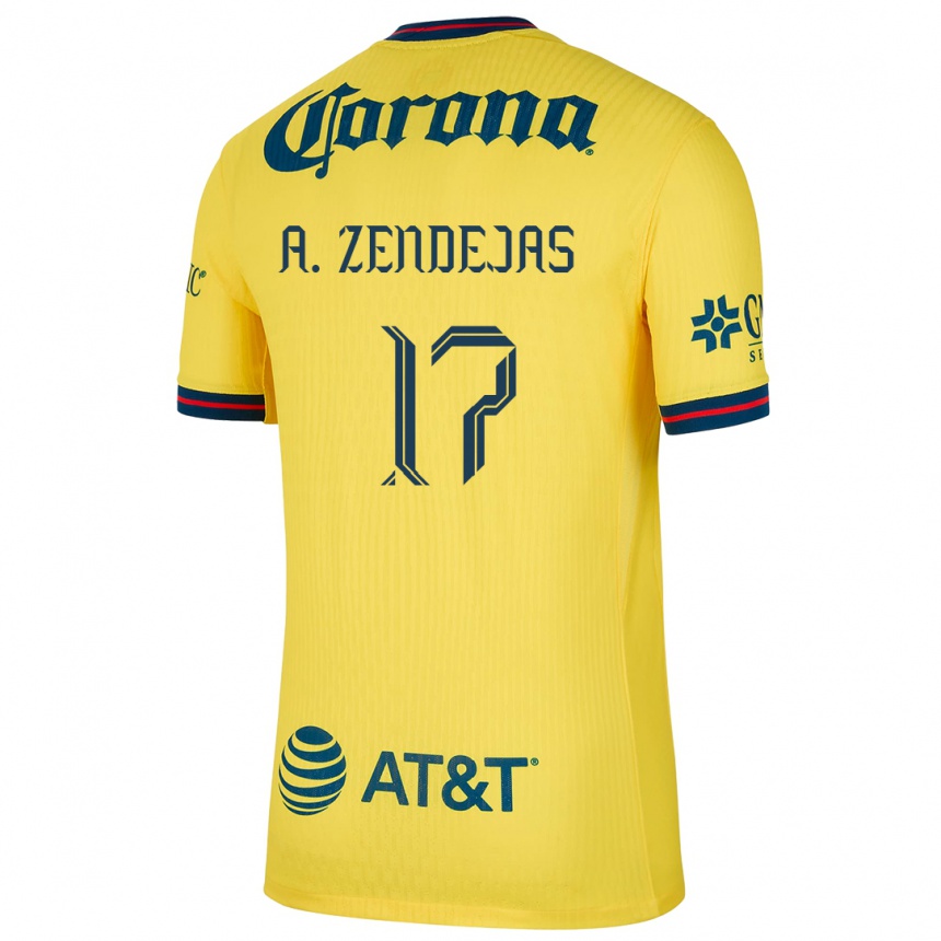 Vyrai Alejandro Zendejas #17 Geltona Mėlyna Namų Marškinėliai 2024/25 T-Shirt