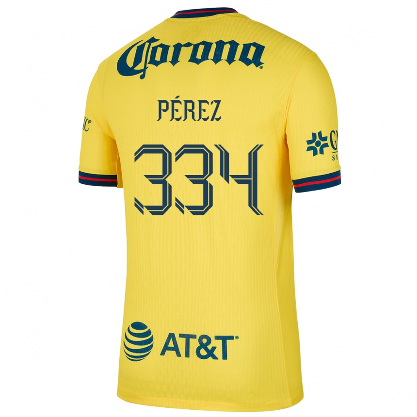 Vyrai Diego Pérez #334 Geltona Mėlyna Namų Marškinėliai 2024/25 T-Shirt