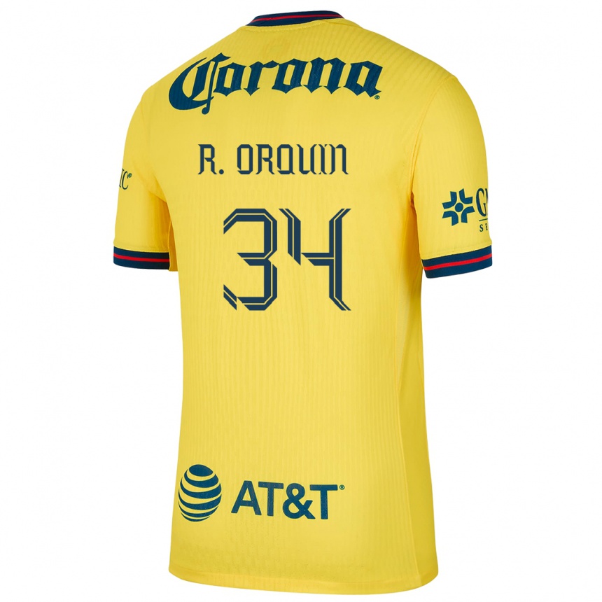 Vyrai Ralph Orquin #34 Geltona Mėlyna Namų Marškinėliai 2024/25 T-Shirt