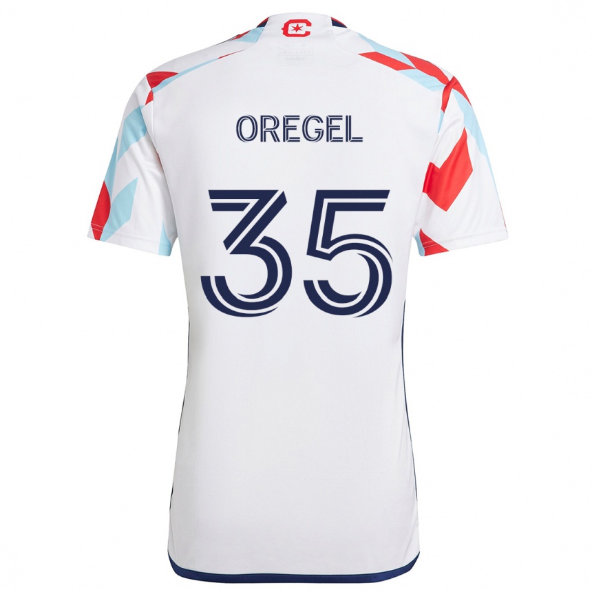 Vyrai Sergio Oregel #35 Balta Raudona Mėlyna Išvykos Marškinėliai 2024/25 T-Shirt