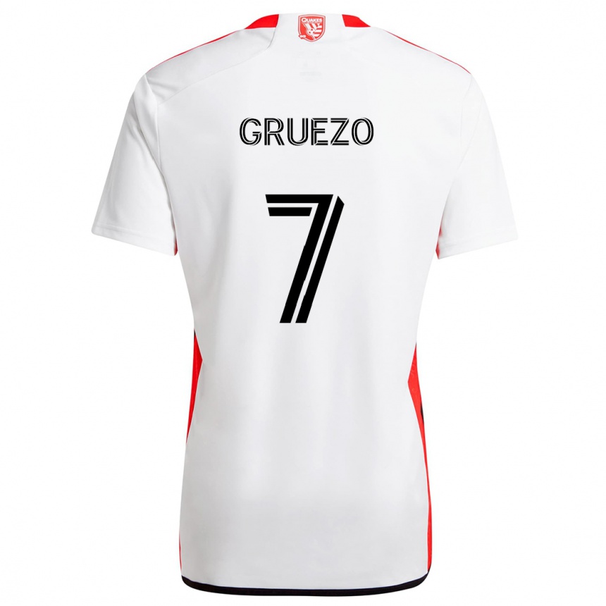 Vyrai Carlos Gruezo #7 Balta Raudona Išvykos Marškinėliai 2024/25 T-Shirt