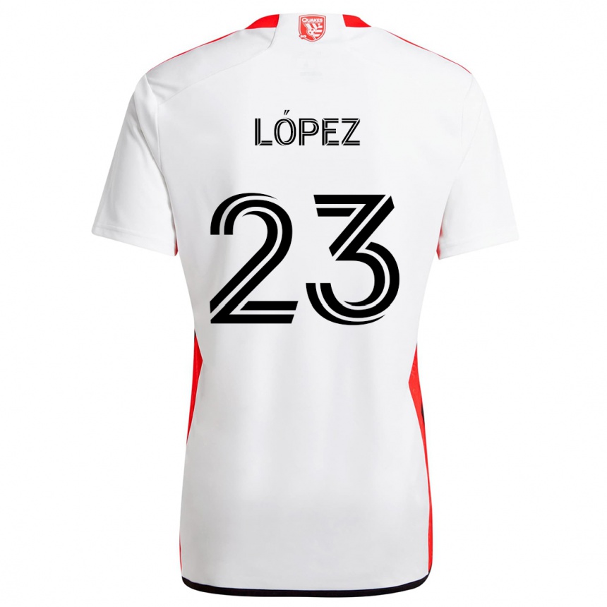 Vyrai Hernán López #23 Balta Raudona Išvykos Marškinėliai 2024/25 T-Shirt