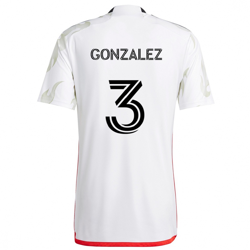 Vyrai Omar González #3 Balta Raudona Juoda Išvykos Marškinėliai 2024/25 T-Shirt