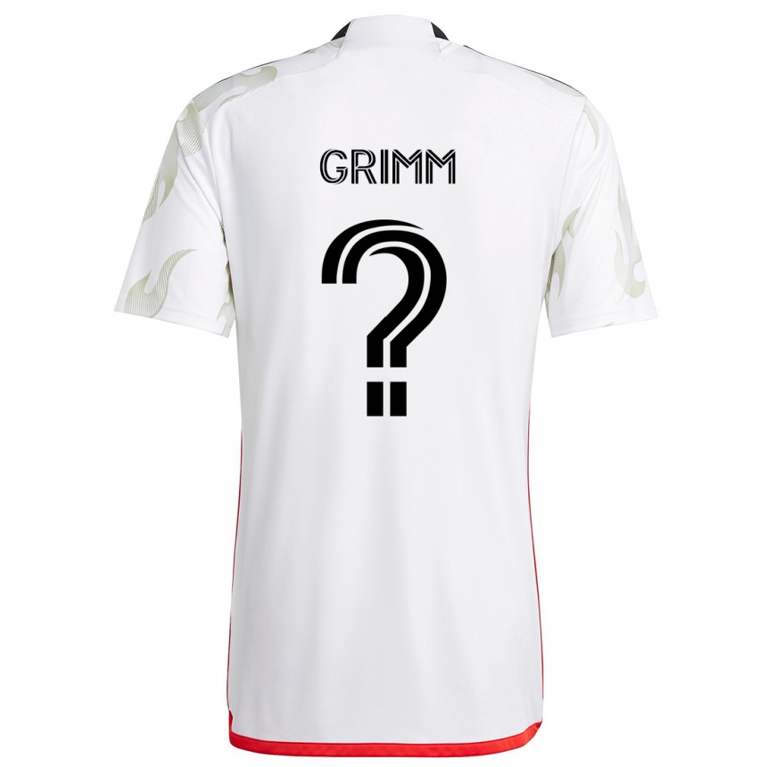 Vyrai Mason Grimm #0 Balta Raudona Juoda Išvykos Marškinėliai 2024/25 T-Shirt