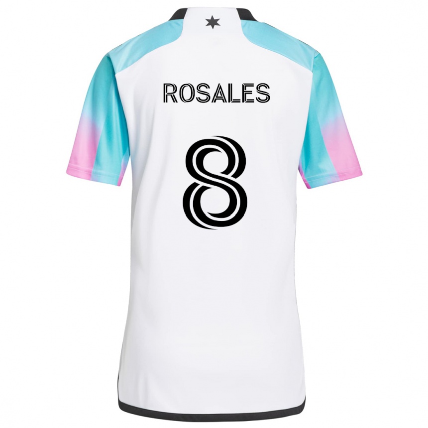 Vyrai Joseph Rosales #8 Balta Mėlyna Juoda Išvykos Marškinėliai 2024/25 T-Shirt