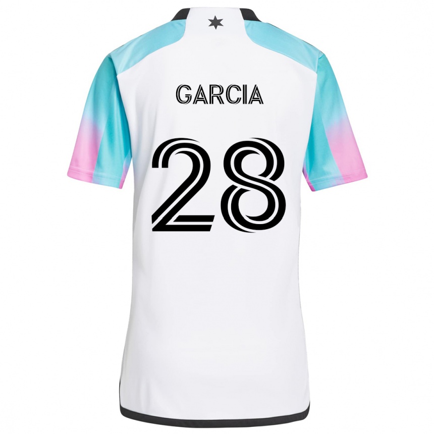 Vyrai Mender García #28 Balta Mėlyna Juoda Išvykos Marškinėliai 2024/25 T-Shirt