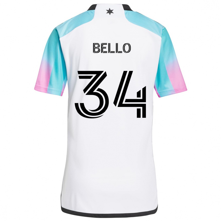 Vyrai Zaydan Bello #34 Balta Mėlyna Juoda Išvykos Marškinėliai 2024/25 T-Shirt