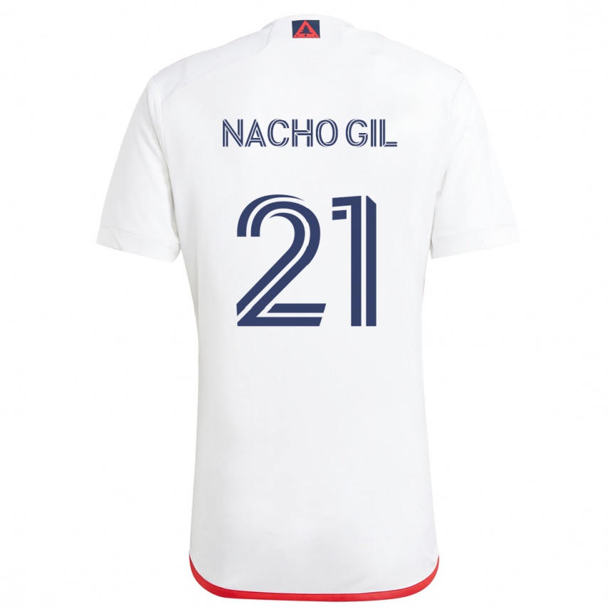 Vyrai Nacho Gil #21 Balta Raudona Išvykos Marškinėliai 2024/25 T-Shirt