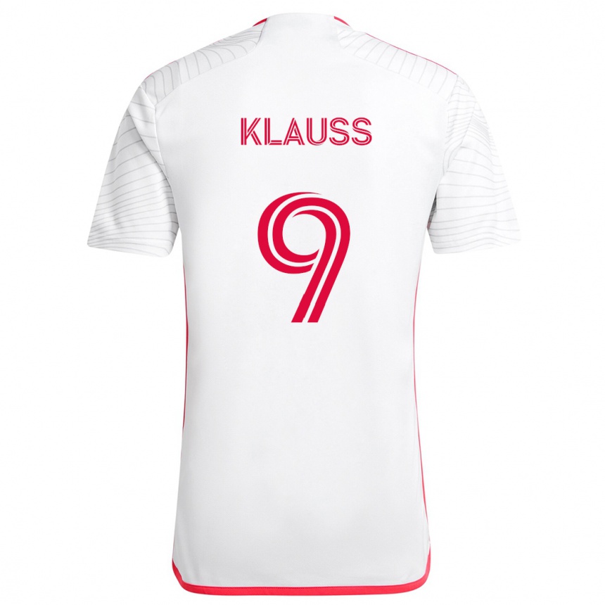 Vyrai João Klauss #9 Balta Raudona Išvykos Marškinėliai 2024/25 T-Shirt