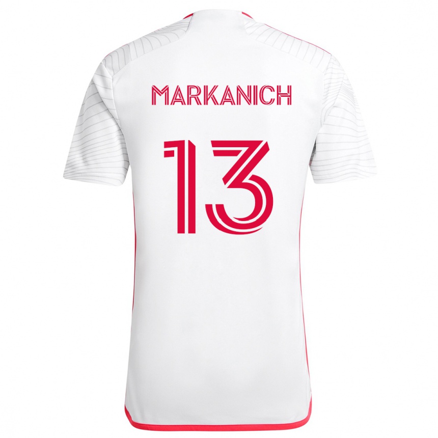 Vyrai Anthony Markanich #13 Balta Raudona Išvykos Marškinėliai 2024/25 T-Shirt