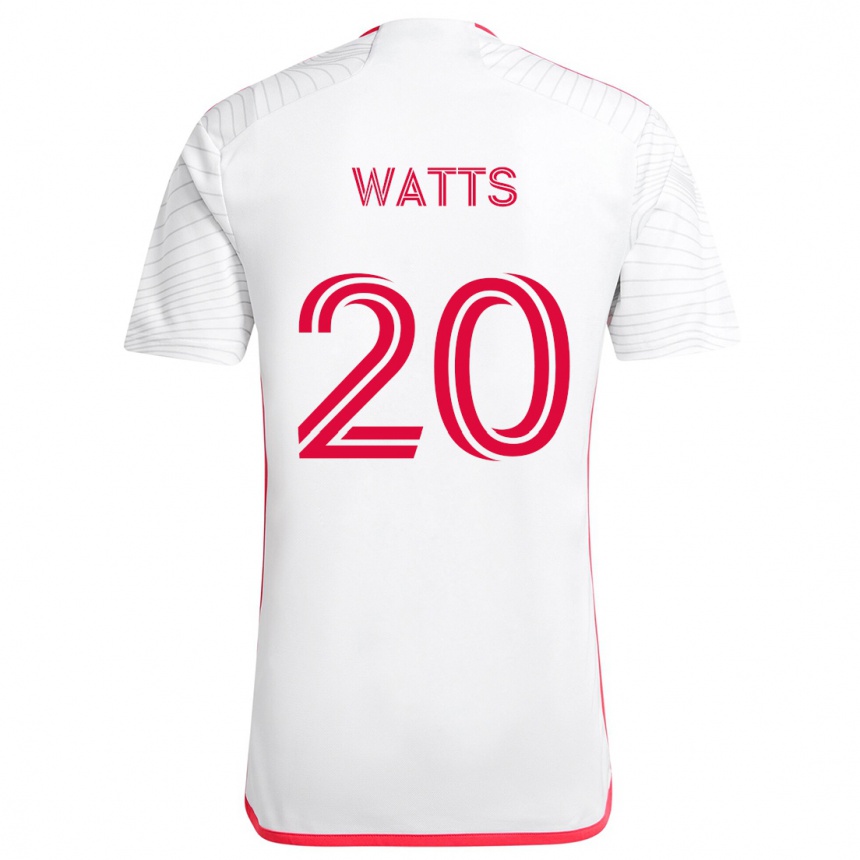 Vyrai Akil Watts #20 Balta Raudona Išvykos Marškinėliai 2024/25 T-Shirt