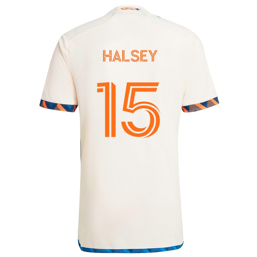 Vyrai Bret Halsey #15 Balta Oranžinė Išvykos Marškinėliai 2024/25 T-Shirt