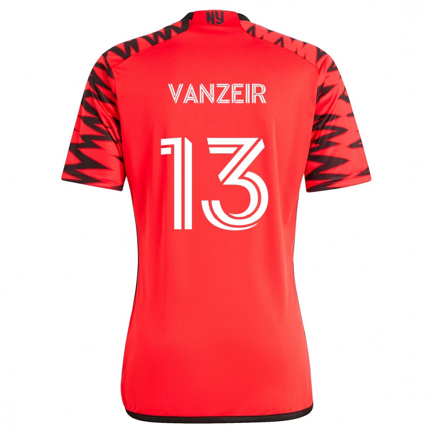 Vyrai Dante Vanzeir #13 Raudona Juoda Balta Išvykos Marškinėliai 2024/25 T-Shirt