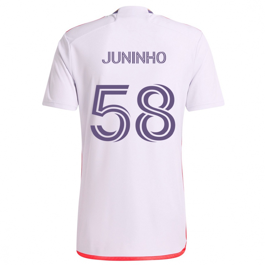 Vyrai Juninho #58 Balta Raudona Violetinė Išvykos Marškinėliai 2024/25 T-Shirt