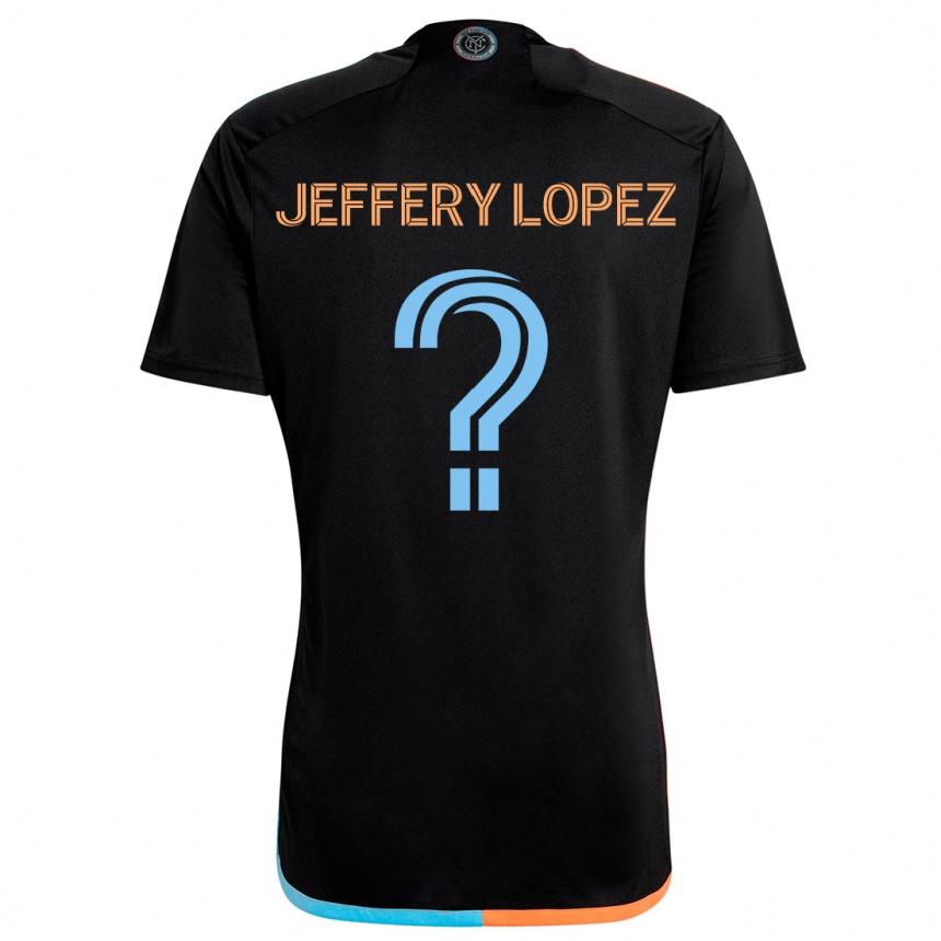 Vyrai Jeffery López #0 Juoda Oranžinė Mėlyna Išvykos Marškinėliai 2024/25 T-Shirt