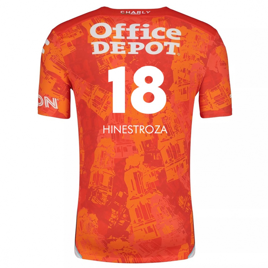 Vyrai Marino Hinestroza #18 Oranžinė Balta Išvykos Marškinėliai 2024/25 T-Shirt