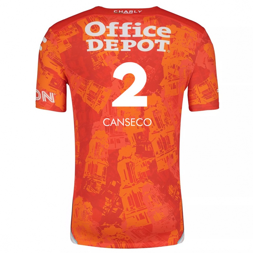 Vyrai Fernanda Canseco #2 Oranžinė Balta Išvykos Marškinėliai 2024/25 T-Shirt