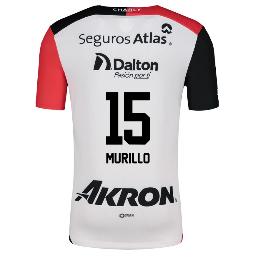 Vyrai Jhon Murillo #15 Balta Raudona Juoda Išvykos Marškinėliai 2024/25 T-Shirt