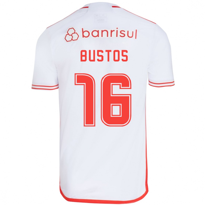 Vyrai Fabricio Bustos #16 Balta Raudona Išvykos Marškinėliai 2024/25 T-Shirt