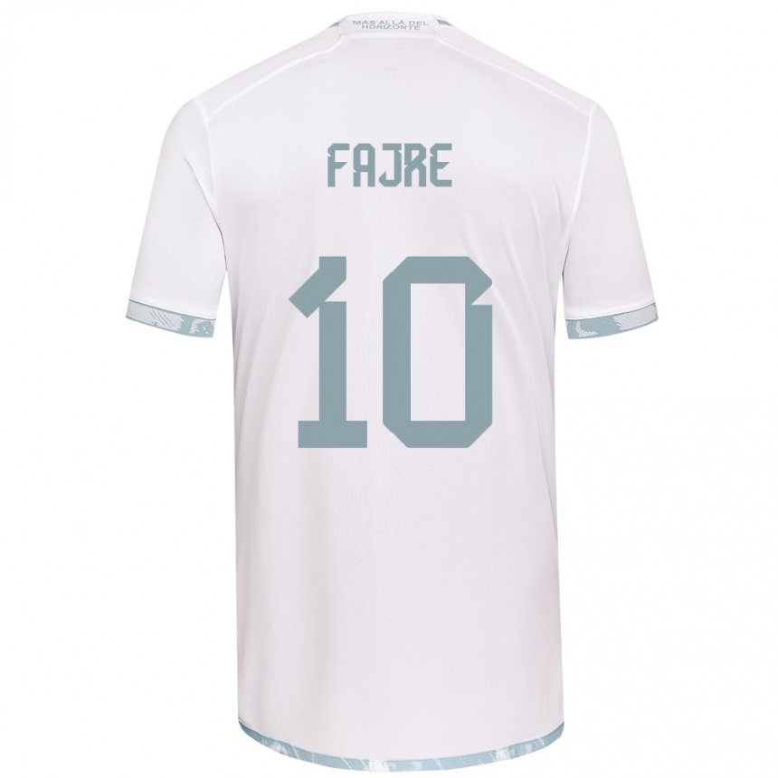 Vyrai Nicole Fajre #10 Balta Pilka Išvykos Marškinėliai 2024/25 T-Shirt