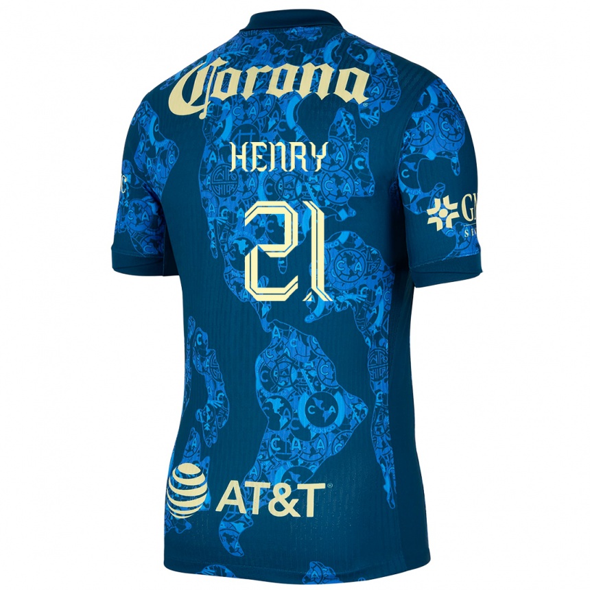 Vyrai Henry Martín #21 Mėlyna Geltona Išvykos Marškinėliai 2024/25 T-Shirt