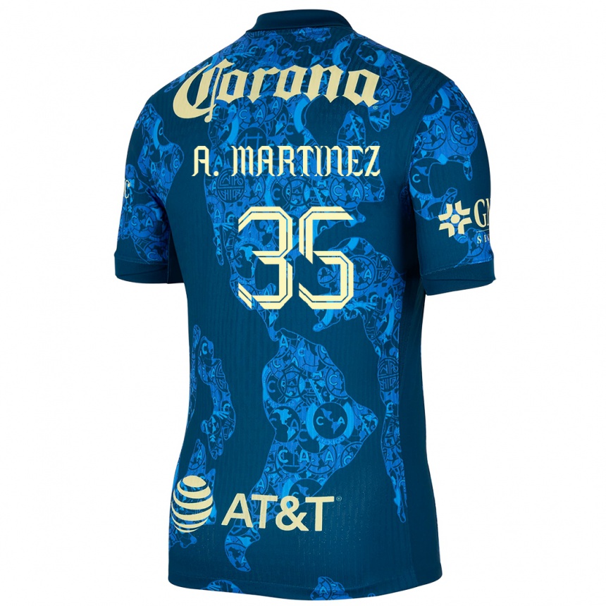 Vyrai Arturo Martínez #35 Mėlyna Geltona Išvykos Marškinėliai 2024/25 T-Shirt