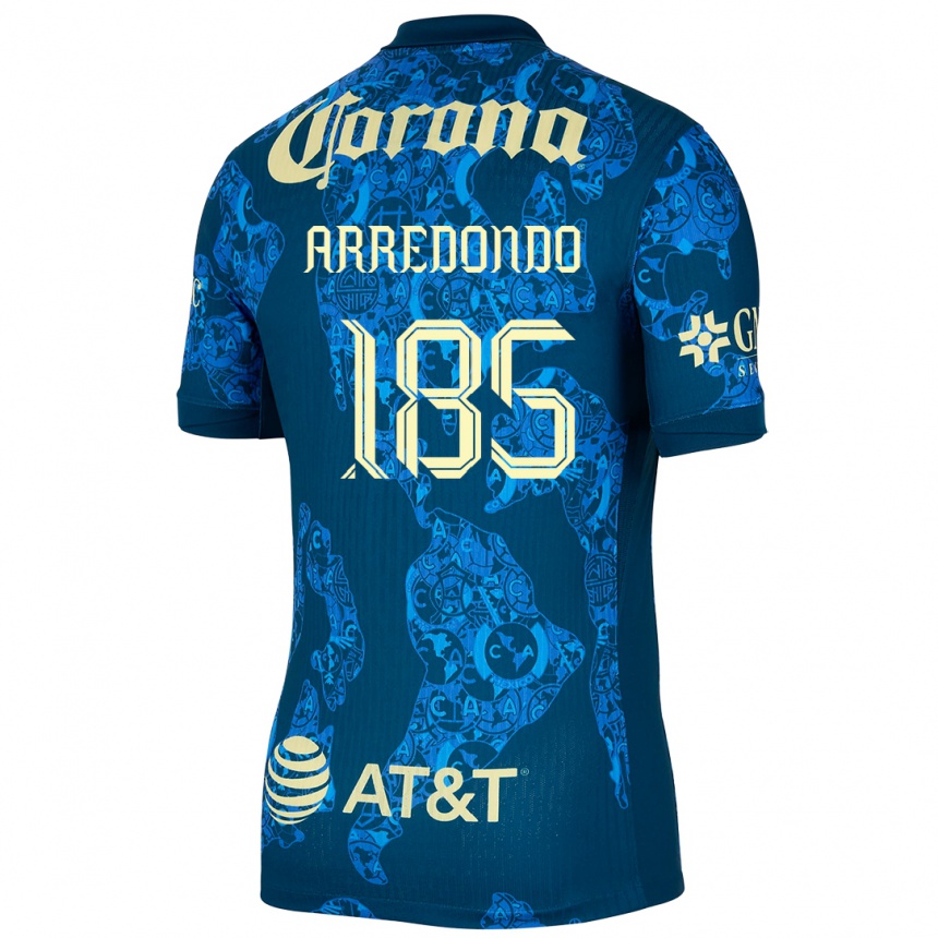 Vyrai Aarón Arredondo #185 Mėlyna Geltona Išvykos Marškinėliai 2024/25 T-Shirt