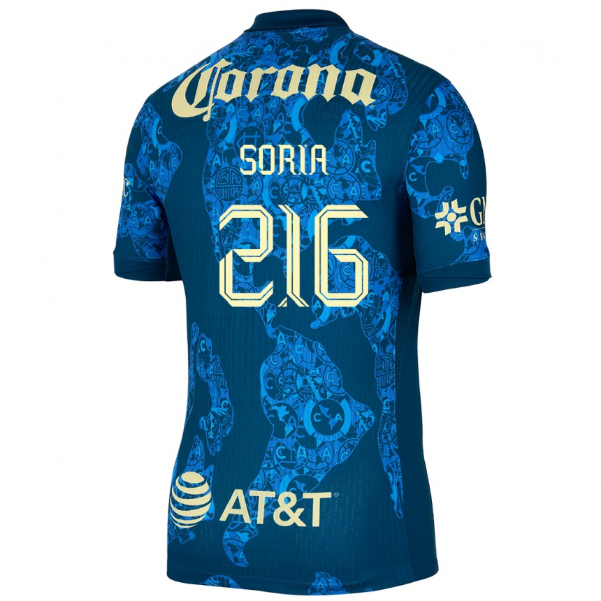 Vyrai Emiliano Soria #216 Mėlyna Geltona Išvykos Marškinėliai 2024/25 T-Shirt