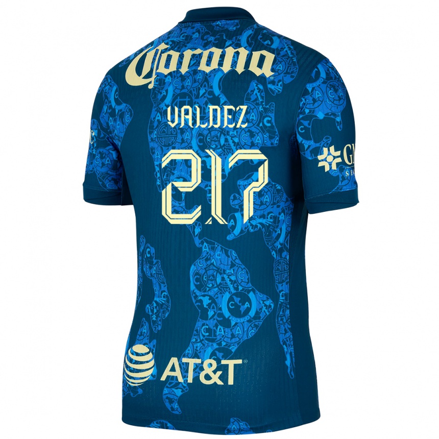 Vyrai Víctor Valdez #217 Mėlyna Geltona Išvykos Marškinėliai 2024/25 T-Shirt