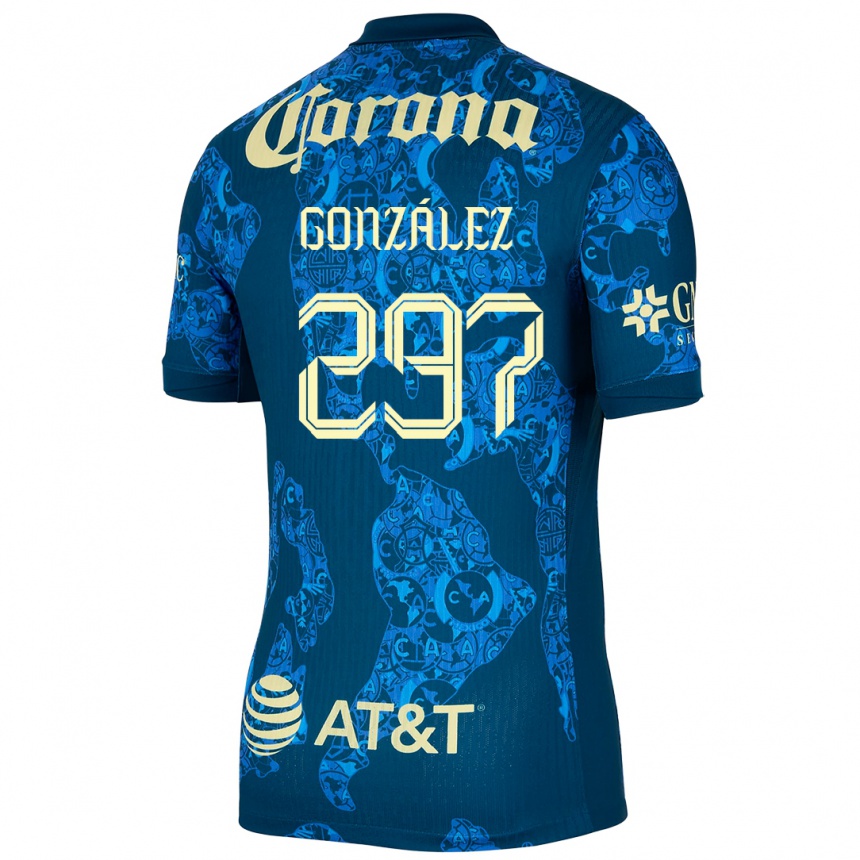 Vyrai Océlotl González #297 Mėlyna Geltona Išvykos Marškinėliai 2024/25 T-Shirt