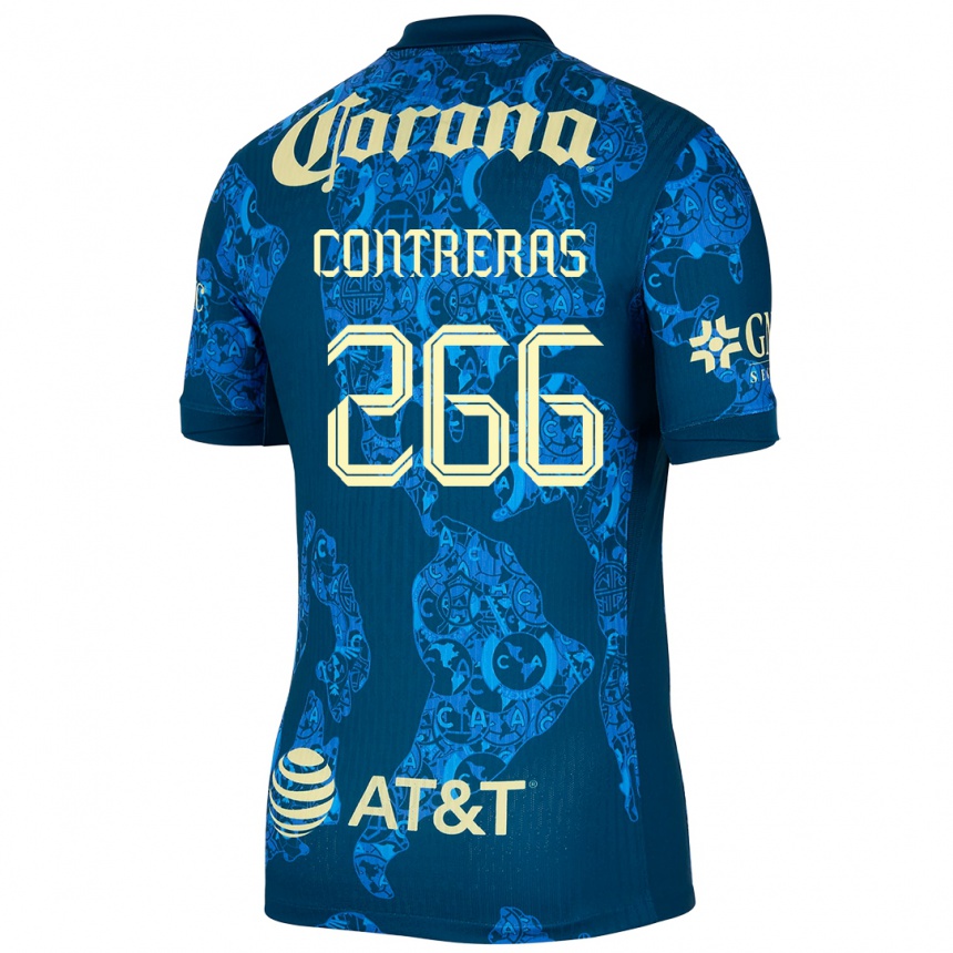 Vyrai Ángel Contreras #266 Mėlyna Geltona Išvykos Marškinėliai 2024/25 T-Shirt