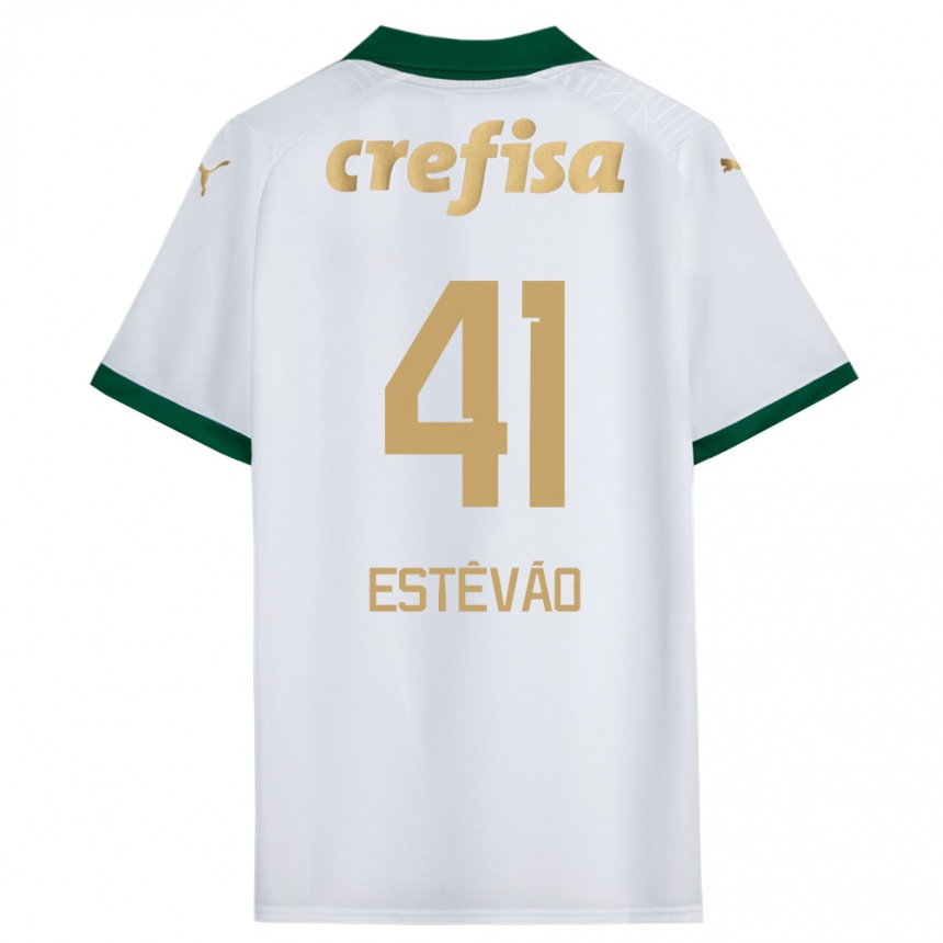 Vyrai Estêvão #41 Balta Žalia Išvykos Marškinėliai 2024/25 T-Shirt