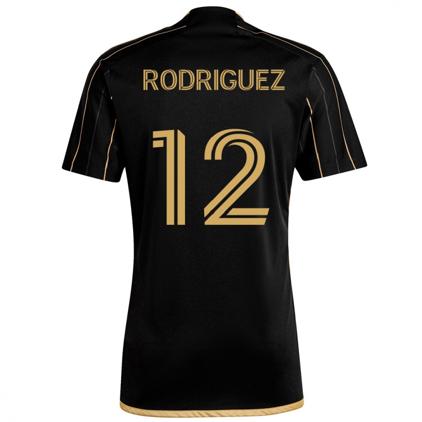 Moteriškas Jeremi Rodríguez #12 Juodas Auksas Namų Marškinėliai 2024/25 T-Shirt