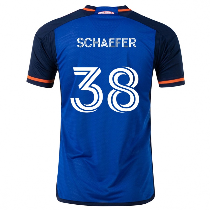 Moteriškas Brian Schaefer #38 Mėlyna Balta Namų Marškinėliai 2024/25 T-Shirt