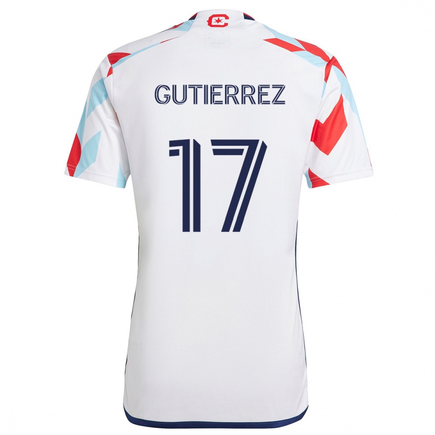 Moteriškas Brian Gutiérrez #17 Balta Raudona Mėlyna Išvykos Marškinėliai 2024/25 T-Shirt