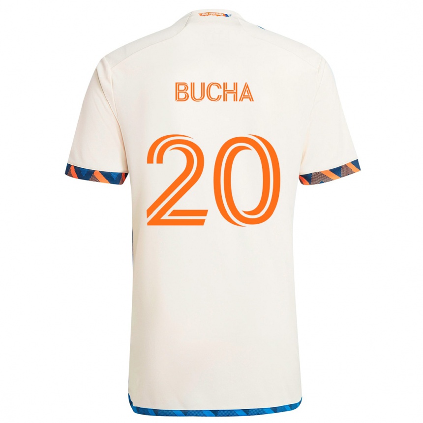 Moteriškas Pavel Bucha #20 Balta Oranžinė Išvykos Marškinėliai 2024/25 T-Shirt