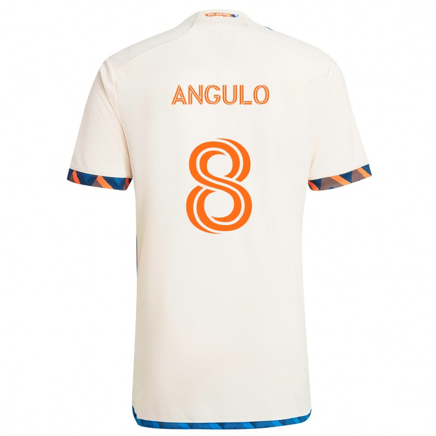 Moteriškas Marco Angulo #8 Balta Oranžinė Išvykos Marškinėliai 2024/25 T-Shirt