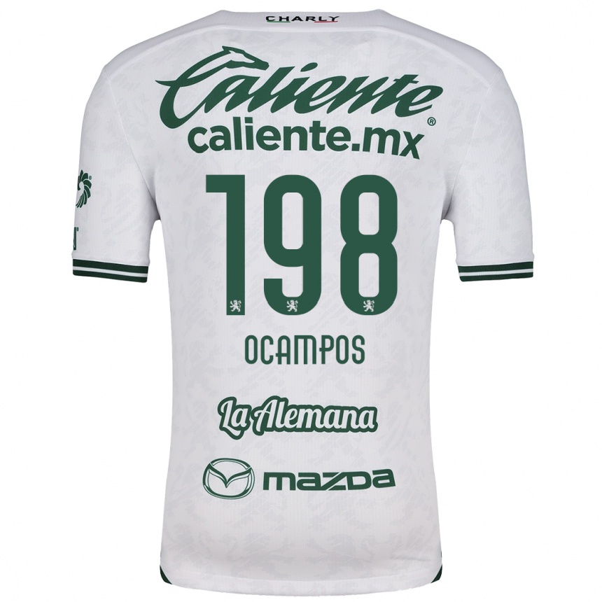 Moteriškas Omar Ocampos #198 Balta Žalia Išvykos Marškinėliai 2024/25 T-Shirt