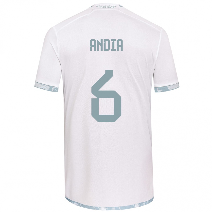 Moteriškas Yonathan Andía #6 Balta Pilka Išvykos Marškinėliai 2024/25 T-Shirt