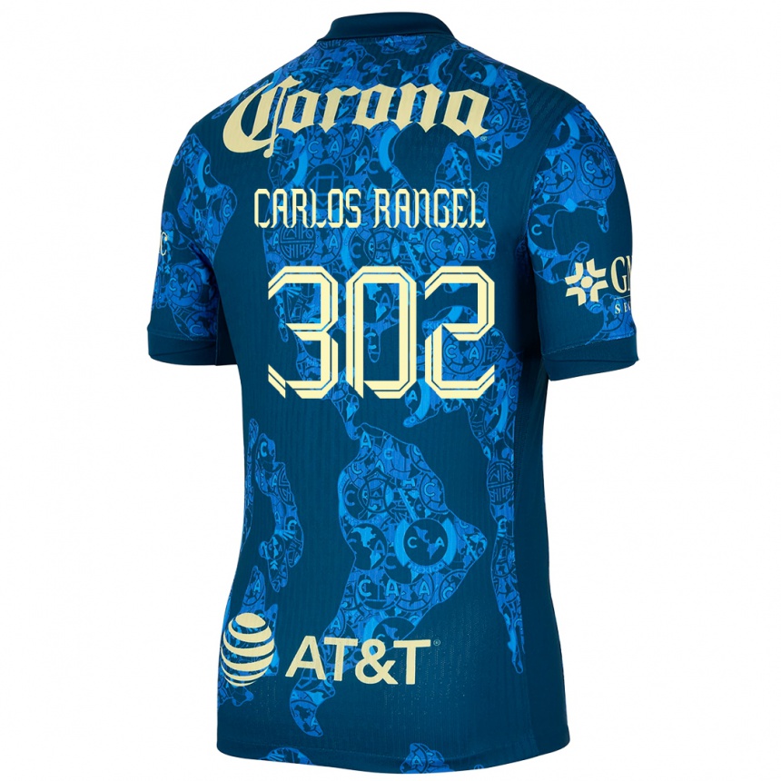 Moteriškas Juan Carlos Rangel #302 Mėlyna Geltona Išvykos Marškinėliai 2024/25 T-Shirt