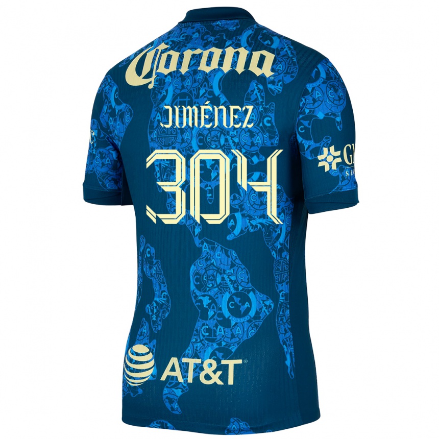 Moteriškas Derek Jiménez #304 Mėlyna Geltona Išvykos Marškinėliai 2024/25 T-Shirt