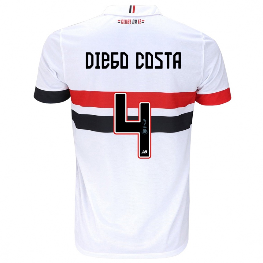 Vaikiškas Diego Costa #4 Balta Raudona Juoda Namų Marškinėliai 2024/25 T-Shirt