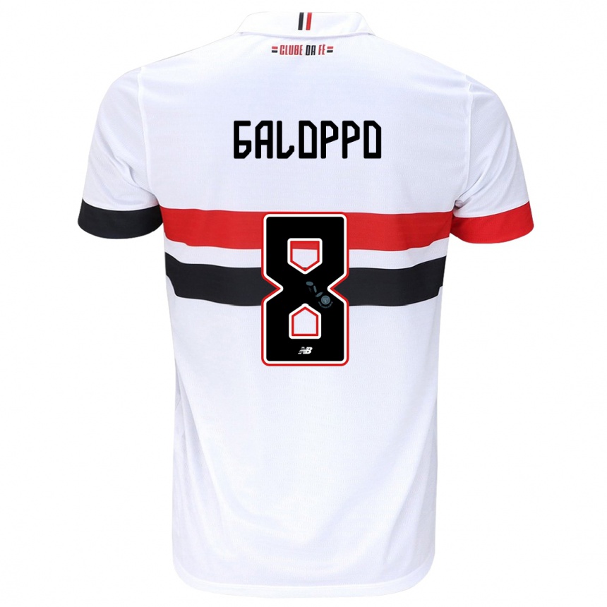 Vaikiškas Giuliano Galoppo #8 Balta Raudona Juoda Namų Marškinėliai 2024/25 T-Shirt